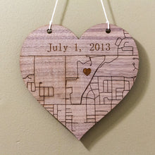 Load image into Gallery viewer, Custom Heart Wall Hanger - Map, Anniversary