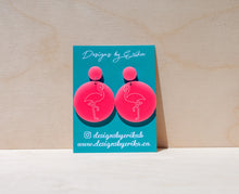Load image into Gallery viewer, 2 Tier Flamingo Earrings