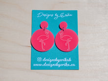 Load image into Gallery viewer, 2 Tier Flamingo Earrings