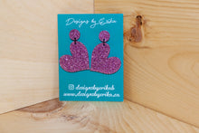 Load image into Gallery viewer, Glittery Pink Heart Earrings