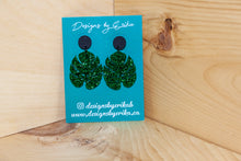 Load image into Gallery viewer, 2 Tier Glitter Monstera Studs