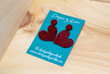 Load image into Gallery viewer, Glittery Red Heart Earrings