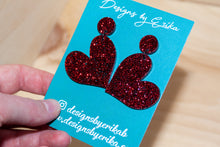 Load image into Gallery viewer, Glittery Red Heart Earrings