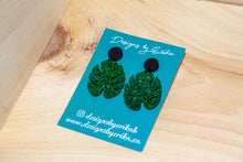 Load image into Gallery viewer, 2 Tier Glitter Monstera Studs
