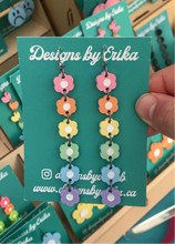 Load image into Gallery viewer, 6 Tier Rainbow Daisy Earrings