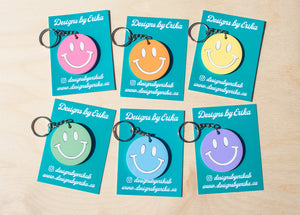 Pastel Smiley Face Keychain
