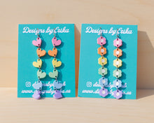 Load image into Gallery viewer, 6 Tier Pastel Rainbow Heart Earrings