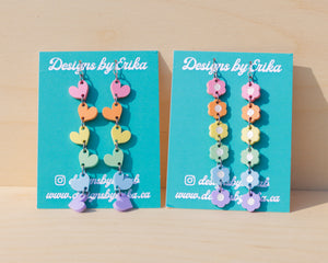 6 Tier Pastel Rainbow Heart Earrings