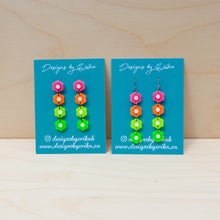 Load image into Gallery viewer, 4 Tier Neon Daisy earrings