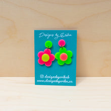 Load image into Gallery viewer, Neon Daisy earrings