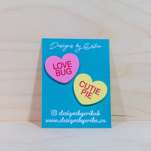 "LOVEBUG, CUTIE PIE" Heart Magnets