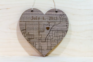 Custom Heart Wall Hanger - Map, Anniversary