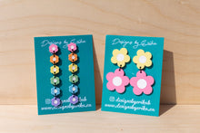 Load image into Gallery viewer, 6 Tier Rainbow Daisy Earrings
