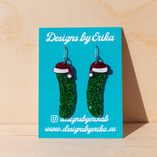 Load image into Gallery viewer, Santa Pickle Earrings