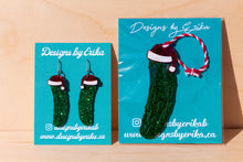 Load image into Gallery viewer, Santa Pickle Earrings