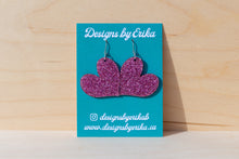 Load image into Gallery viewer, Glittery Pink Heart Earrings