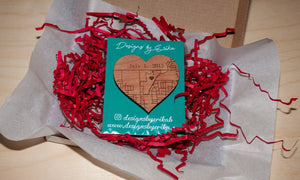 Custom Heart Magnet - Map, Anniversary