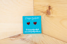 Load image into Gallery viewer, Red Glitter Heart Studs