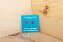 Load image into Gallery viewer, Pink Glitter Heart Studs