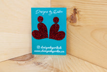 Load image into Gallery viewer, Glittery Red Heart Earrings