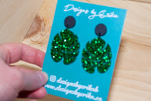 Load image into Gallery viewer, 2 Tier Glitter Monstera Studs