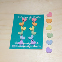 Load image into Gallery viewer, 6 Tier Pastel Rainbow Heart Earrings