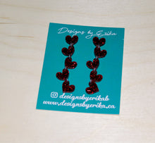 Load image into Gallery viewer, 5 Tier Glittery Red Heart Studs