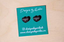 Load image into Gallery viewer, FEMINIST AF Heart Studs